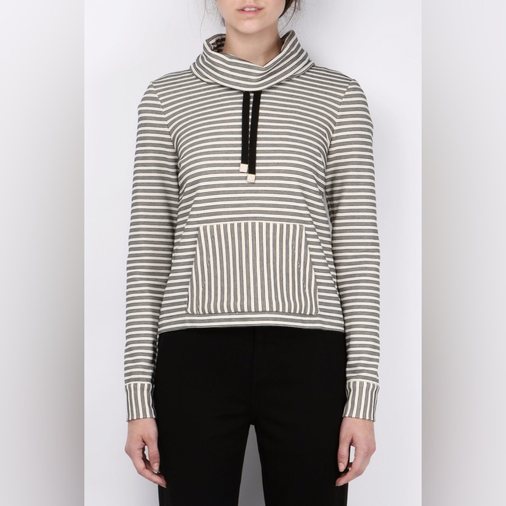 Veronica‎ Beard Pinstripe Funnel Neck Sweatshirt Sweater
